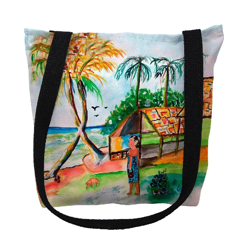 Palms & Woman Small Tote Bag 13x13