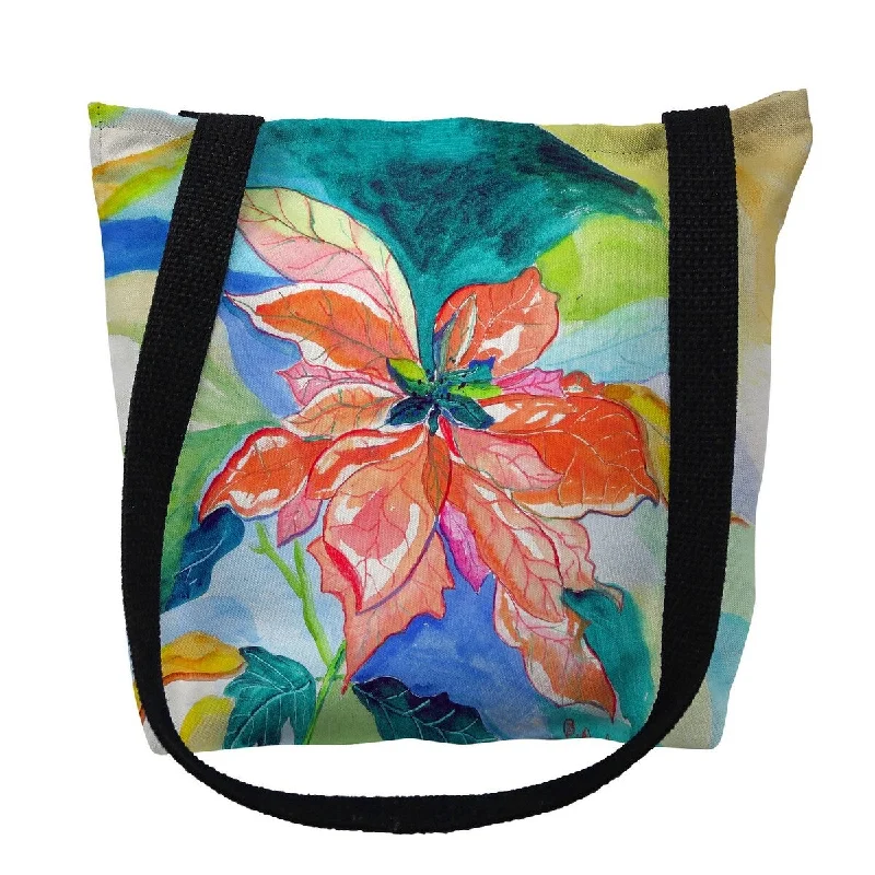 Peach Poinsettia Small Tote Bag 13x13