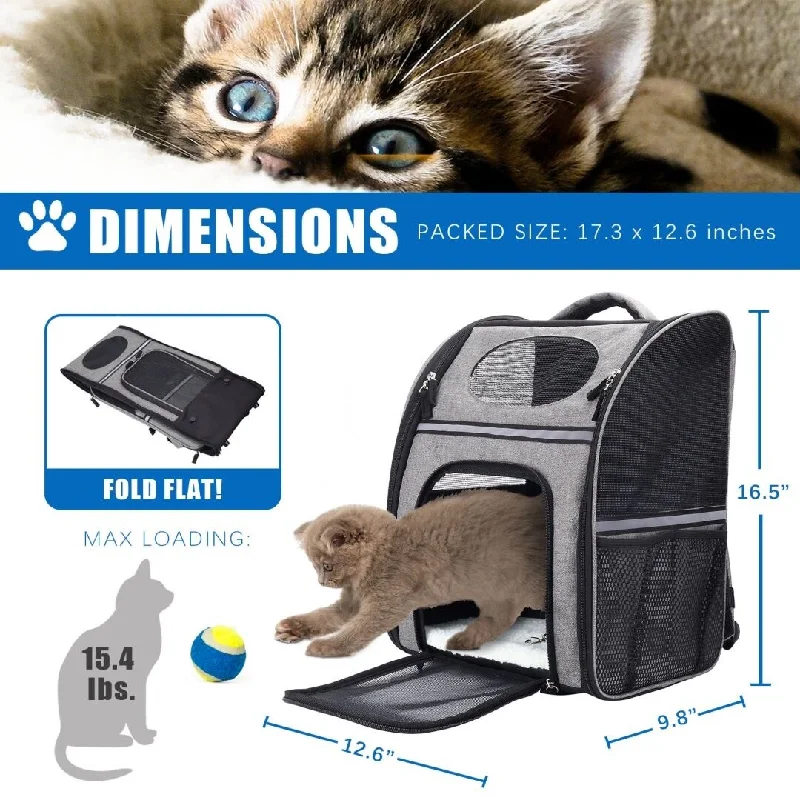 Pet Carrier Backpack for Cat and Dog, Puppy Safety Feature for Outdoor - 12.60 in. * 9.80 in.