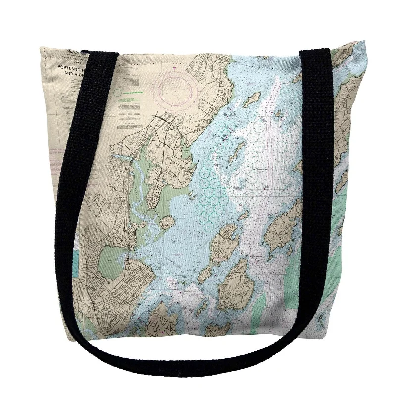Portland Harbor and Vacinity, ME Nautical Map Medium Tote Bag 16x16 - 16 inches x 16 inches