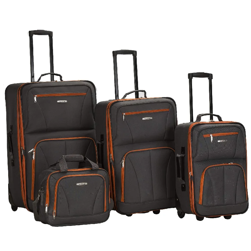 Rockland Luggage 4 Piece Set, Charcoal, One Size
