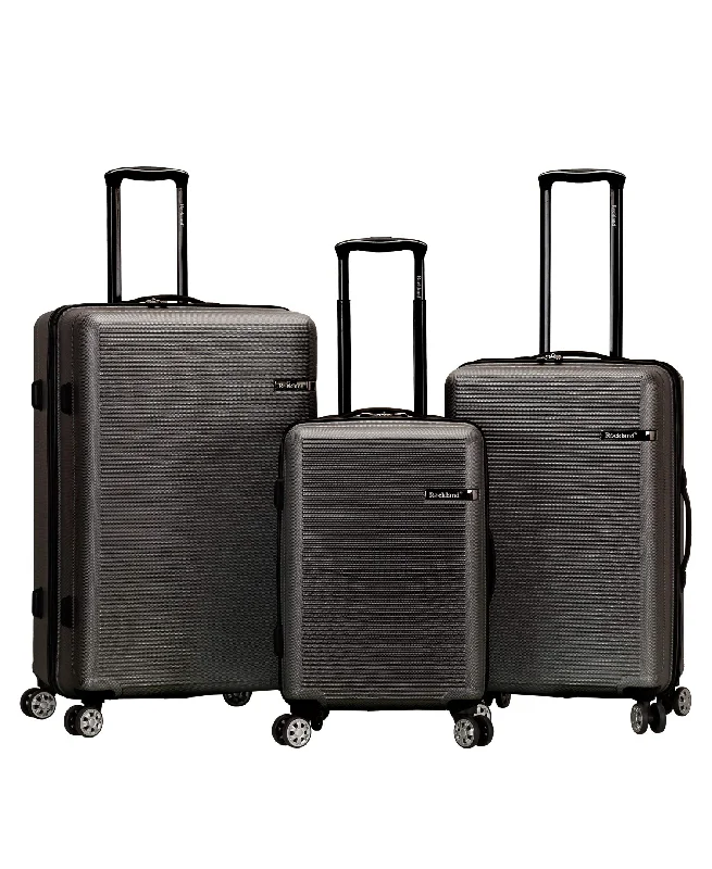 Rockland Skyline 3 Piece Abs Non-Expandable Luggage Set, Grey