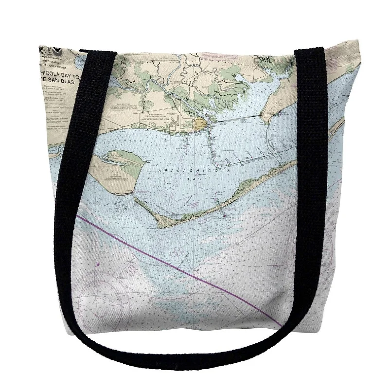 St George Island, FL Nautical Map Medium Tote Bag 16x16 - 16 inches x 16 inches