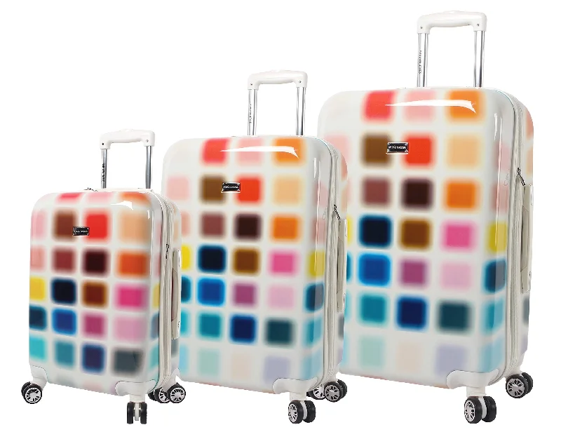 Steve Madden Cubic Luggage Sets 3 Piece Hardside Suitcase With Spinner Wheels