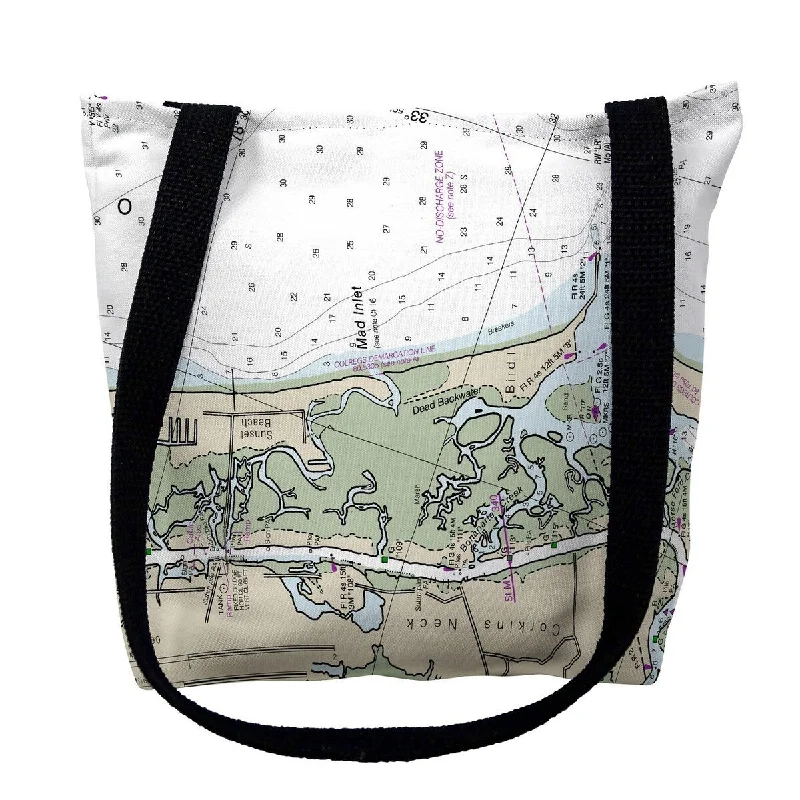 Sunset Beach, NC Nautical Map Medium Tote Bag 16x16 - 16 inches x 16 inches
