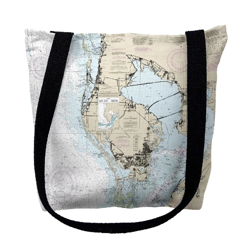 Tampa Bay, FL Nautical Map Medium Tote Bag 16x16 - 16 inches x 16 inches