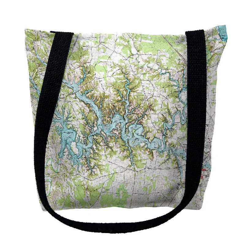 Tims Ford Lake, TN Nautical Map Medium Tote Bag 16x16 - 16 inches x 16 inches