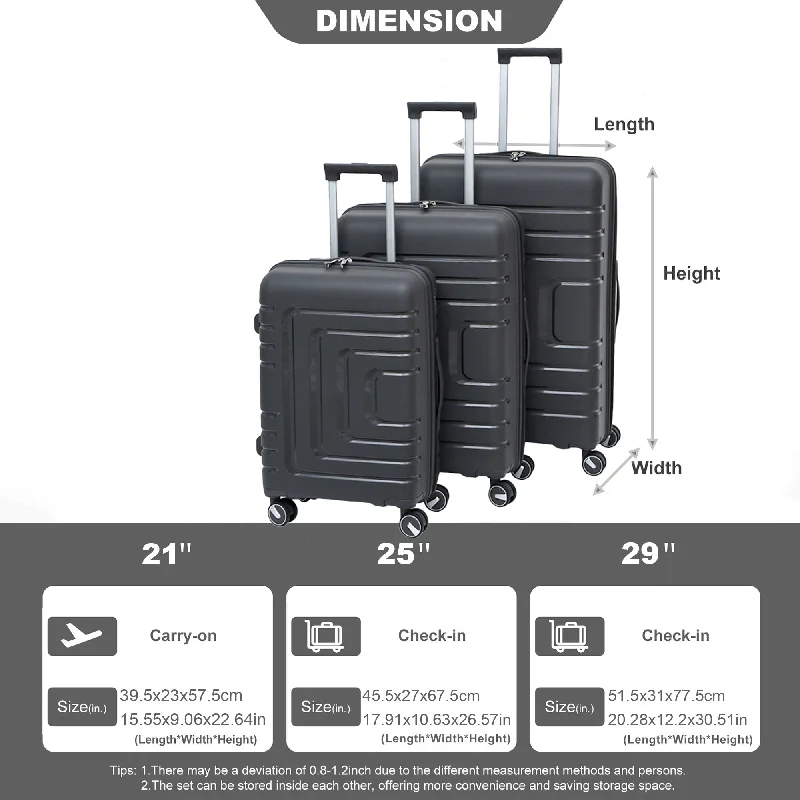 TSA Lock,3-Piece Set (21/25/29)Dark Gray