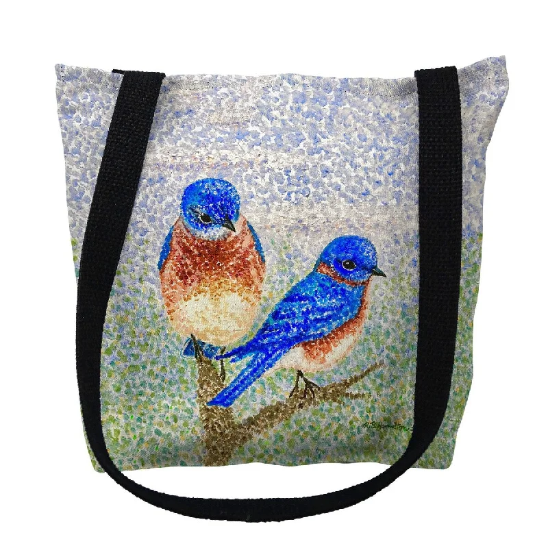 Two Blue Birds Small Tote Bag 13x13