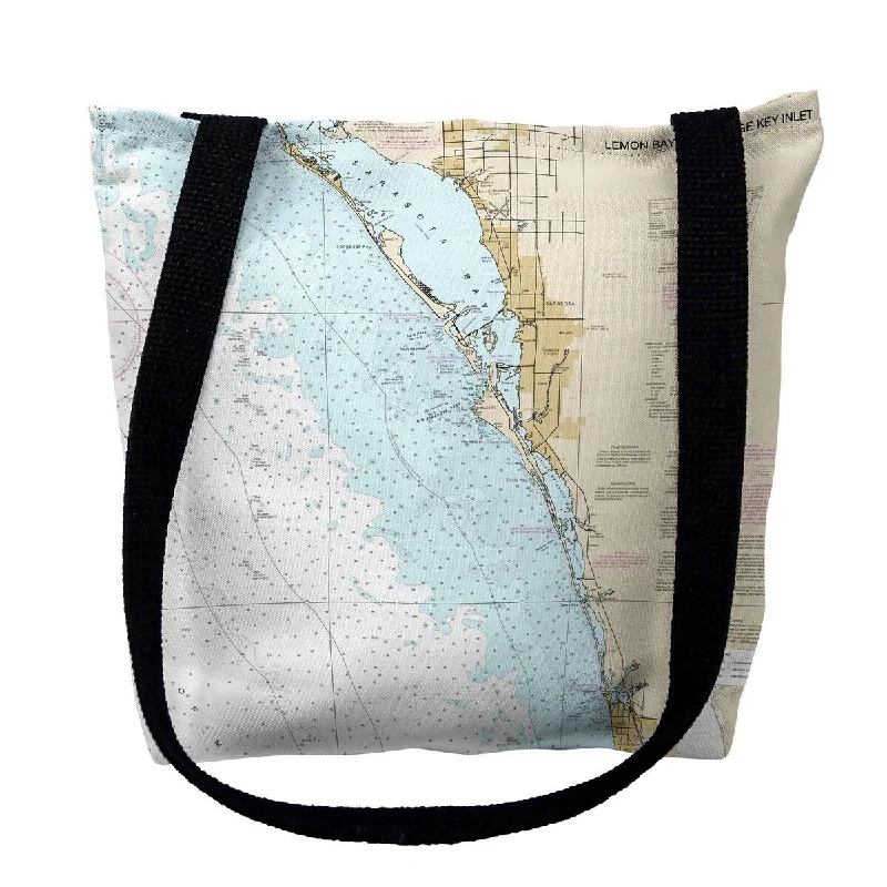 Venice, FL Nautical Map Medium Tote Bag 16x16 - 16 inches x 16 inches