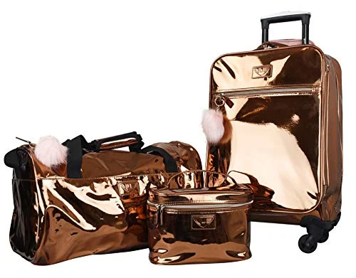 Vue Metallic Lightweight Spinner Carry on Luggage 3pc Carry on Set w/ 22" Luggage, Duffel Bag & Cosmetic Bag (Rose Gold) Vue Metallic Lightweight Spinner Carry on Luggage 3pc Carry on Set w/ 22" Luggage, Duffel Bag & Cosmetic Bag (Rose Gold)