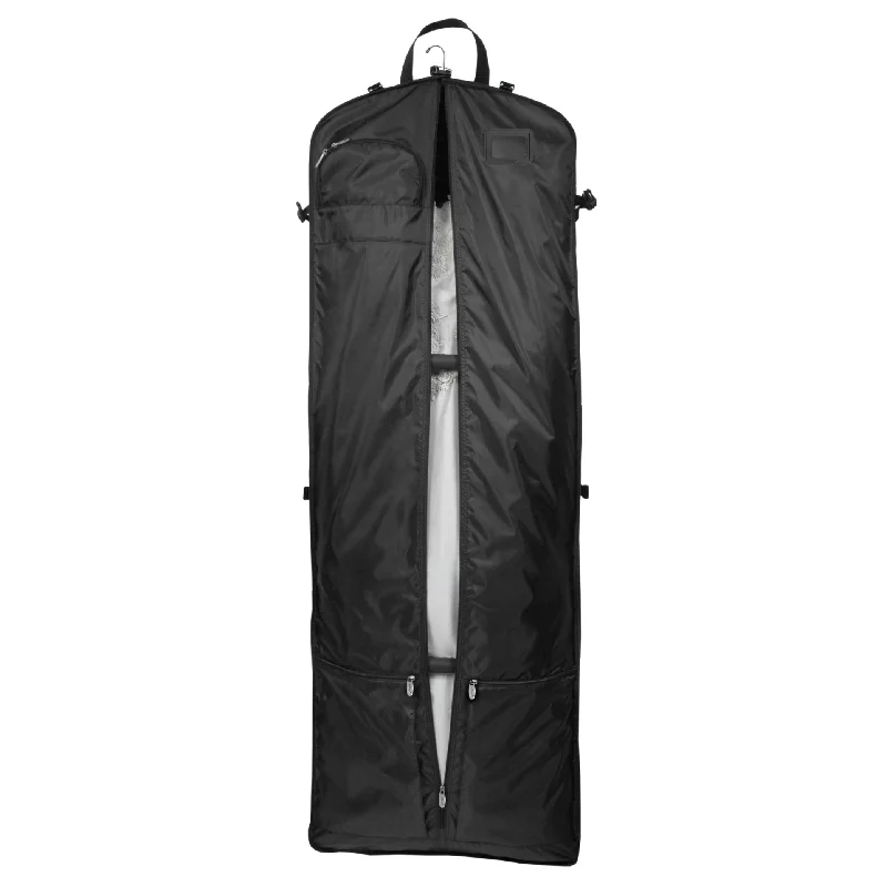 66” Premium Tri-Fold Carry On Destination Wedding Gown Travel Bag with multiple pockets and shoulder strap