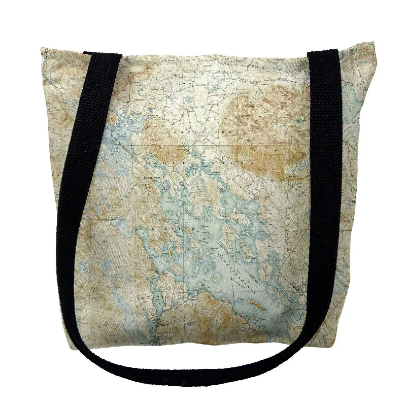 Winnipesaukee, NH Nautical Map Medium Tote Bag 16x16 - 16 inches x 16 inches