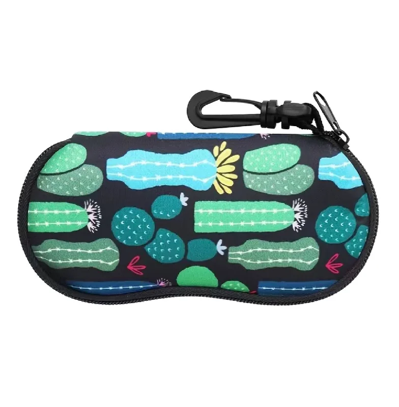 Zippered Neoprene Eyeglass Pouch with plastic carabiner clip (Cactus)- $7.00