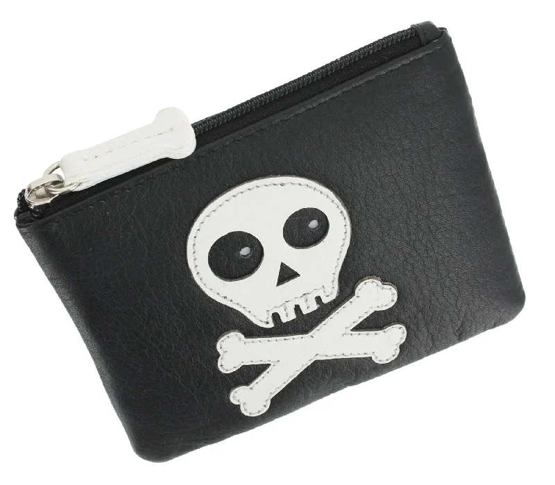 Best money clips for cash and cards Vintage-Style Passport Covers & Wallets with Brass Hardware for Retro EnthusiastsMala Leather Skull And Crossbone Zip Top Leather Coin Purse With Keychain 485_11