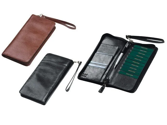 Luxury leather money clips with card slots Silver-Plated Passport Covers & Wallets with Gemstone Accents for Elegant WomenAdpel Bon Voyage Travel Wallet