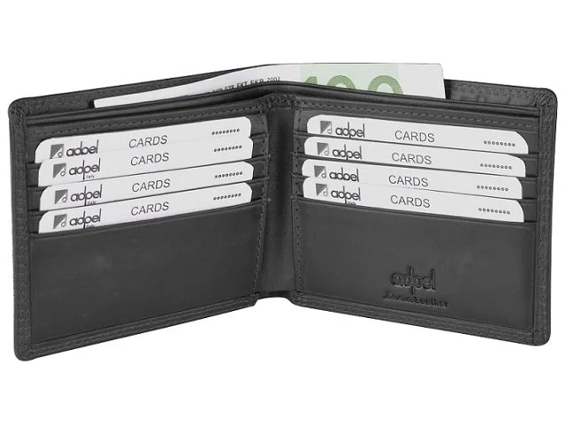 Custom money clips for corporate gifts Glittery Sequined Passport Covers & Wallets for Party LoversAdpel Dakota Leather 8CC Wallet | Black
