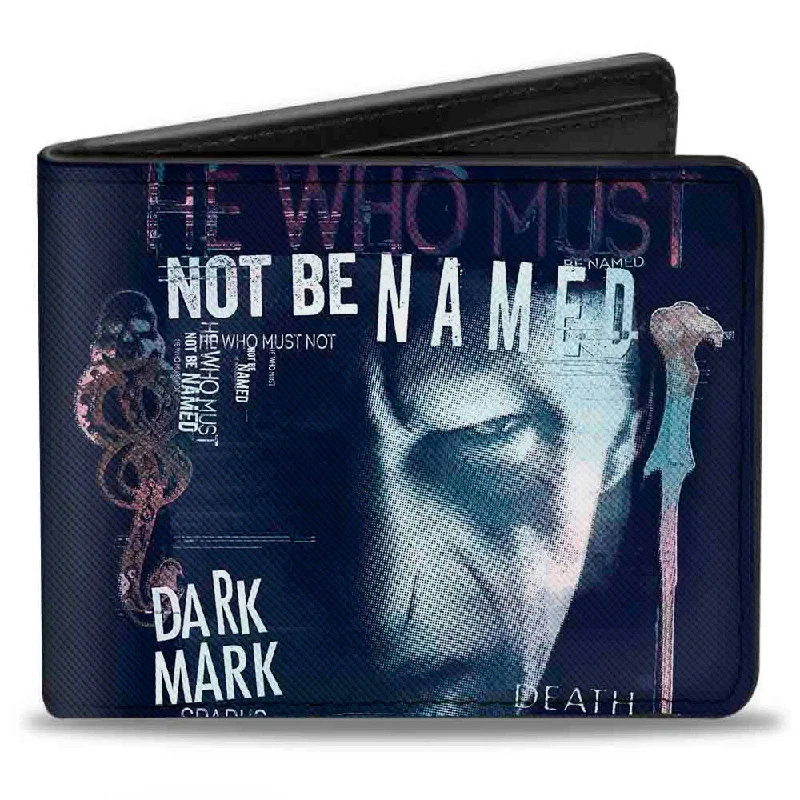 Money clips for women with sleek designs Minimalist Carbon Fiber Passport Covers & Wallets for Modern MenBi-Fold Wallet - Harry Potter Lord Voldemort Face HE WHO MUST NOT BE NAMED Collage