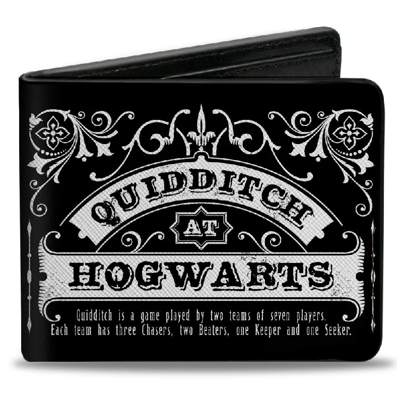 Elegant money clips for weddings Leather Passport Covers & Wallets with Handmade Stitching for Luxury TravelersBi-Fold Wallet - Harry Potter QUIDDITCH AT HOGWARTS Collage Black White