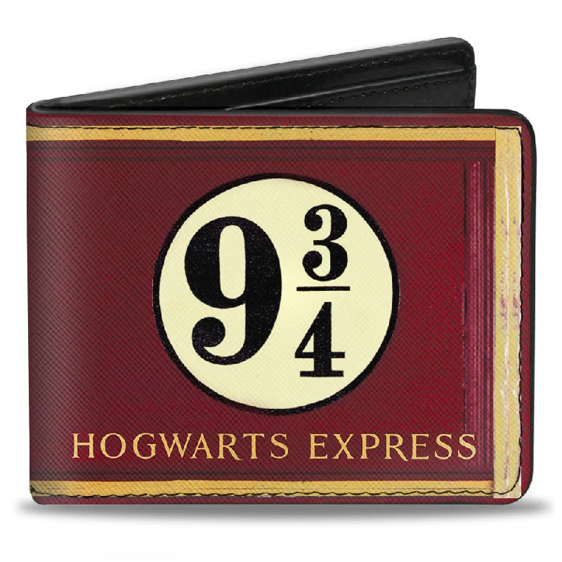 Vintage-style money clips for collectors Cowhide Leather Passport Covers & Wallets with a Rustic Western LookBi-Fold Wallet - HOGWARTS EXPRESS 9 Burgundy Gold