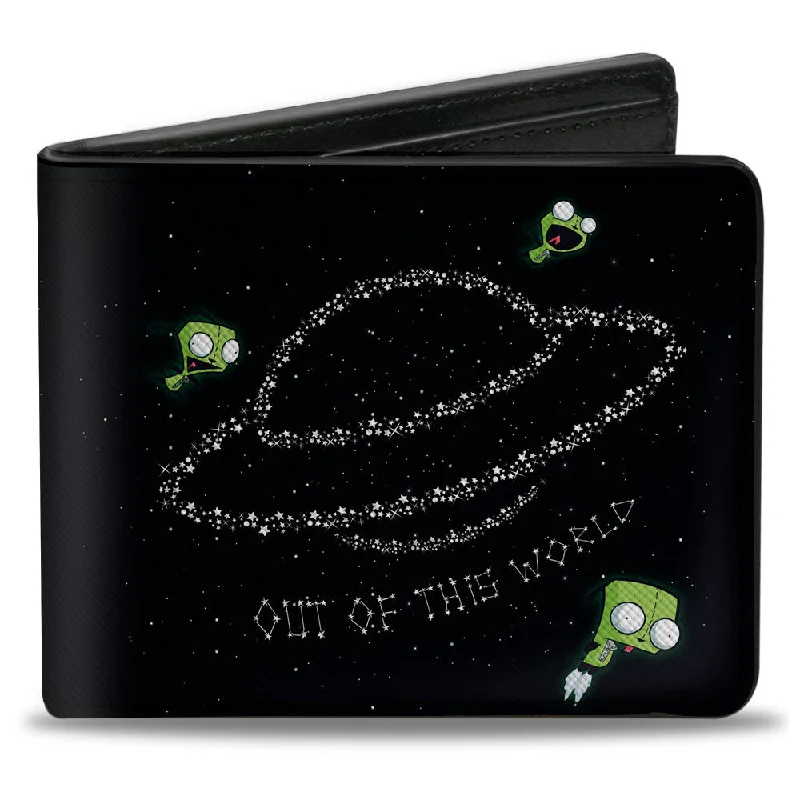 Money clips with built-in bottle openers Cowhide Leather Passport Covers & Wallets with a Rustic Western LookBi-Fold Wallet - Invader Zim GIR OUT OF THIS WORLD Star Spaceship Poses Black/White