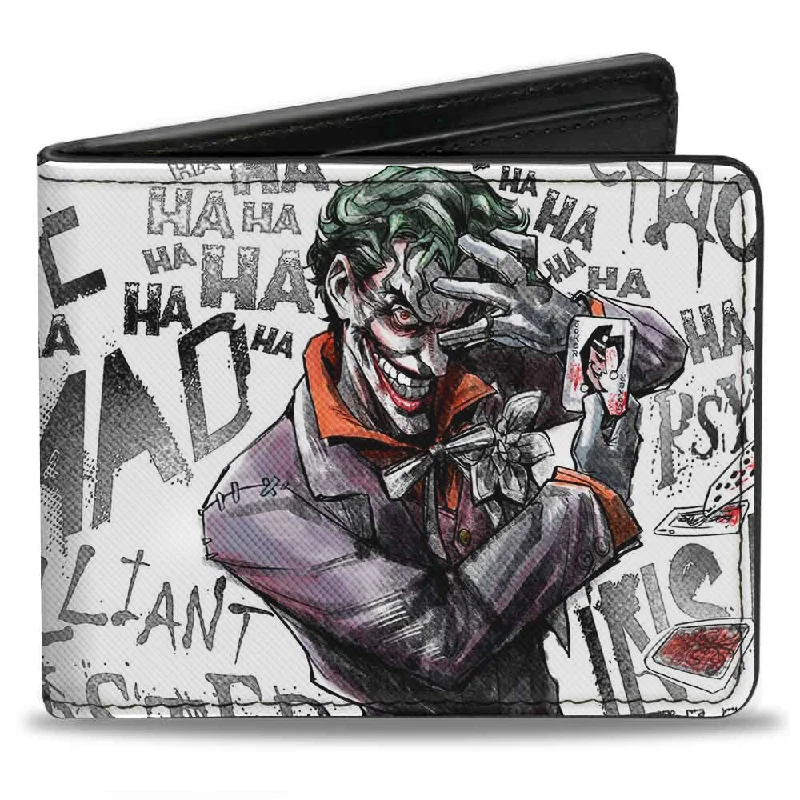 Money clips vs traditional wallets Antique Copper Passport Covers & Wallets with Intricate Engravings for CollectorsBi-Fold Wallet - Joker BRILLIANT-TWISTED-INSANE-MAD PSYCHO Pose Cards White Grays