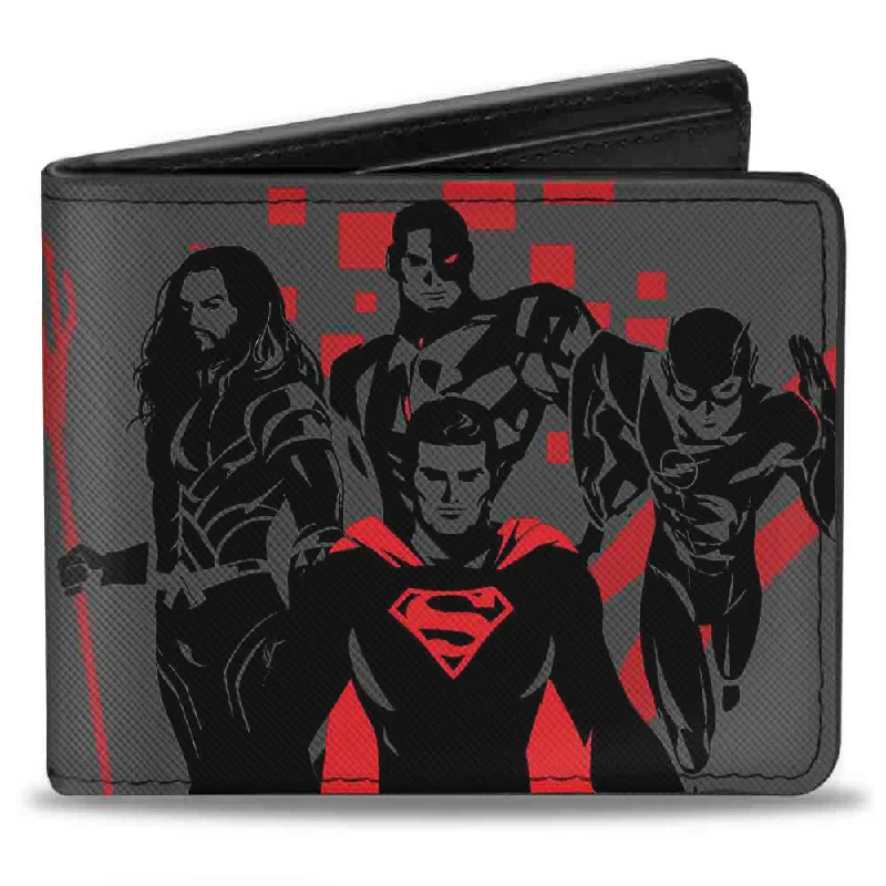 Stainless steel money clips for durability Camouflage-Patterned Passport Covers & Wallets for Hunters and MilitariesBi-Fold Wallet - Justice League 2017 4-Superhero Group + Batman Pose Gray Black Red