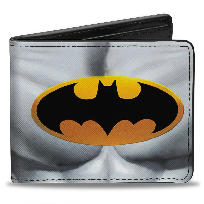 Money clips with built-in bottle openers Laser-Cut Metal Passport Covers & Wallets with Geometric Designs for Tech-SavvyBi-Fold Wallet - Justice Leaue Supreme Team Batman Chest Logo Grays Yellow Black