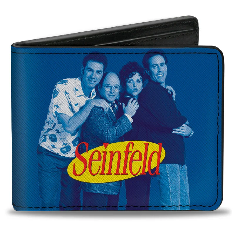 Money clips for women with sleek designs Camouflage-Patterned Passport Covers & Wallets for Hunters and MilitariesBi-Fold Wallet - Seinfeld Group Pose + A SHOW ABOUT NOTHING Quote Blues Yellow White