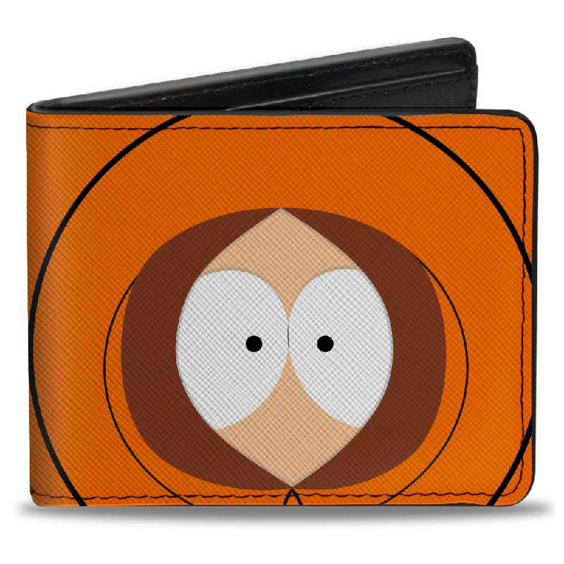 Best money clips for cash and cards Leather Passport Covers & Wallets with Handmade Stitching for Luxury TravelersBi-Fold Wallet - South Park Kenny Face Character Close-Up Orange