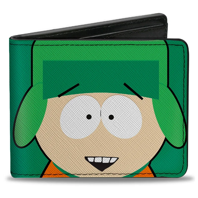 Money clips with magnetic closure Glittery Sequined Passport Covers & Wallets for Party LoversBi-Fold Wallet - South Park Kyle Face Character Close-Up Green