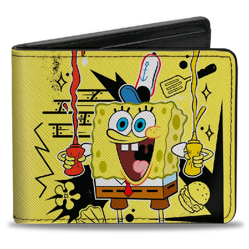 Money clips with magnetic closure Minimalist Carbon Fiber Passport Covers & Wallets for Modern MenBi-Fold Wallet - SpongeBob Krabby Patty Condiments Pose Yellow/Black Money clips with magnetic closure Minimalist Carbon Fiber Passport Covers & Wallets for Modern MenBi-Fold Wallet - SpongeBob Krabby Patty Condiments Pose Yellow/Black