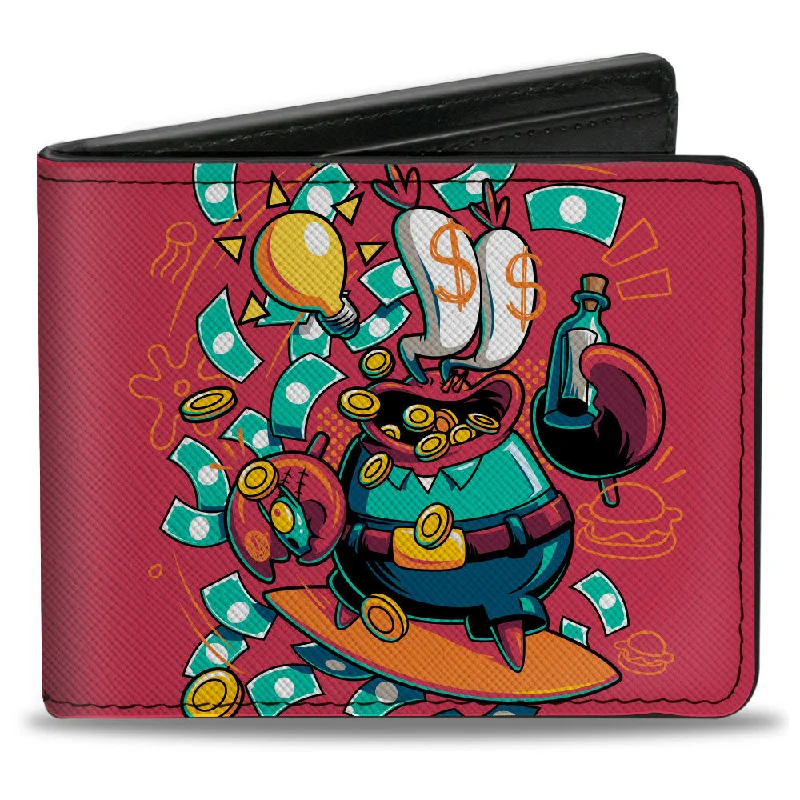 Custom money clips for corporate gifts Colorful Floral-Printed Passport Covers & Wallets for Fashionable WomenBi-Fold Wallet - SpongeBob Mr. Krabs Dollar Sign Pose Pink