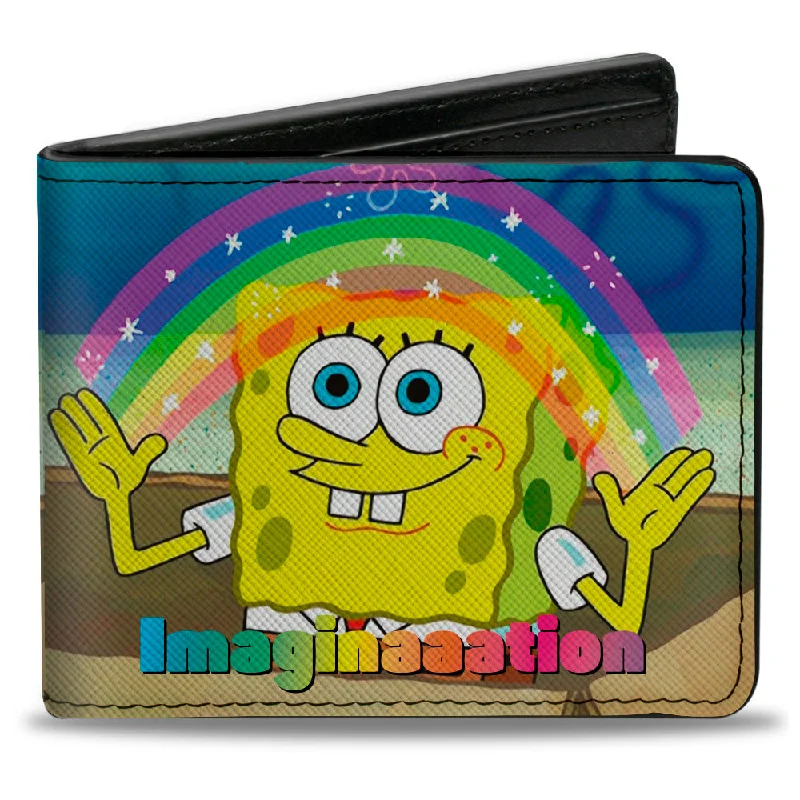 Top-rated money clips for everyday use Vegan Leather Passport Covers & Wallets for Environmentally Conscious PeopleBi-Fold Wallet - SpongeBob SquarePants IMAGINAAATION Smiling Rainbow Pose