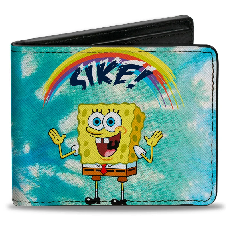 Personalized engraved money clips for men Foldable Passport Covers & Wallets Made of Flexible PVC for Easy StorageBi-Fold Wallet - SpongeBob SquarePants Rainbow SIKE! Pose Blues