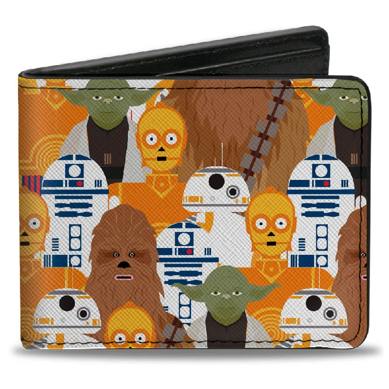 Money clips for women with sleek designs Monogrammed Leather Passport Covers & Wallets as Personalized GiftsBi-Fold Wallet - Star Wars 5-Character Poses Stacked