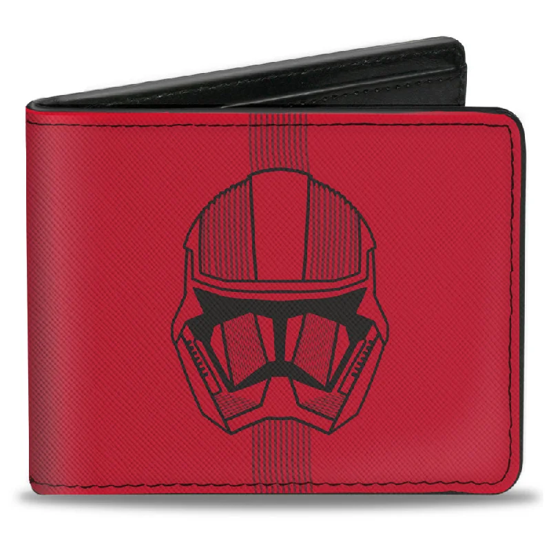 Stainless steel money clips for durability Embroidered Silk Passport Covers & Wallets with Gold Thread for Special OccasionsBi-Fold Wallet - Star Wars Sith Trooper Face + Sith Trooper Insignia Red Gray Black