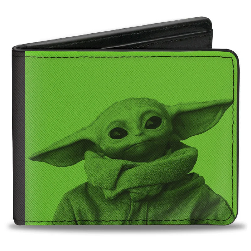 Personalized engraved money clips for men RFID-Blocking Passport Covers & Wallets in Sleek Black for Business TripsBi-Fold Wallet - Star Wars The Child Pose + MY CHILD CAN LEVITATE YOUR CHILD Greens Black
