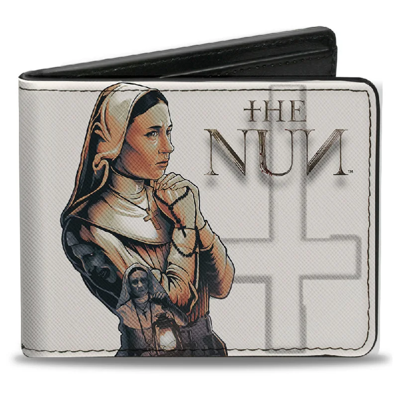 Top-rated money clips for everyday use Vegan Leather Passport Covers & Wallets for Environmentally Conscious PeopleBi-Fold Wallet - THE NUN Sister Irene Rosary Lantern Pose Ivory Grays