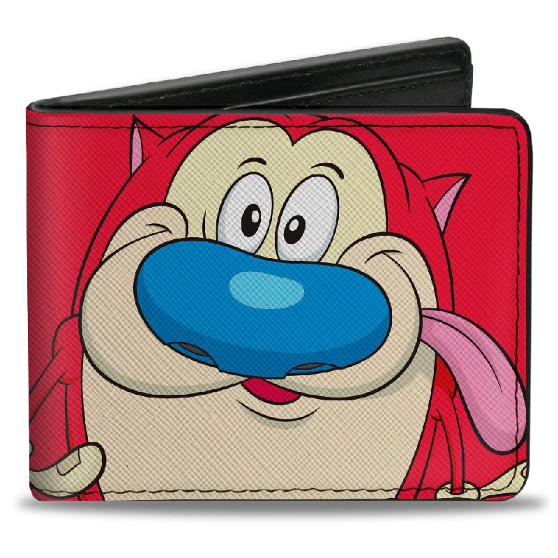 Custom money clips for corporate gifts Animal-Print Passport Covers & Wallets for Trendy FashionistasBi-Fold Wallet - The Ren & Stimpy Show Stimpy Face CLOSE-UP + Logo Red