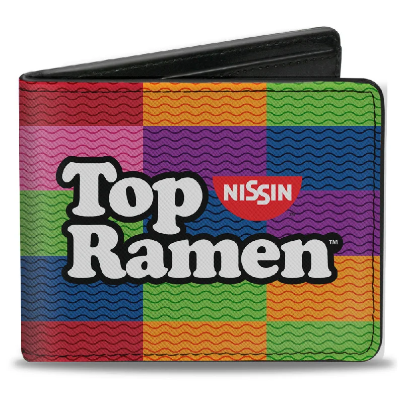 Luxury leather money clips with card slots Antique Copper Passport Covers & Wallets with Intricate Engravings for CollectorsBi-Fold Wallet - TOP RAMEN Noodle Wave Blocks Multi Color Black White