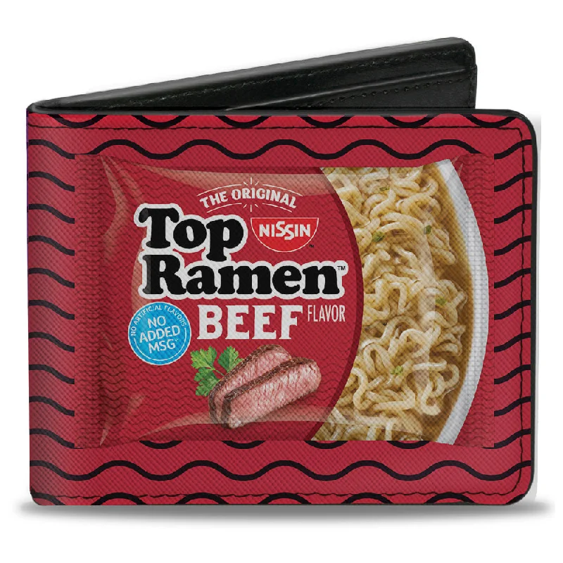 Luxury leather money clips with card slots Foldable Passport Covers & Wallets Made of Flexible PVC for Easy StorageBi-Fold Wallet - Top Ramen Vivid Beef + Hot & Spicy Beef Packages Noodle Wave Red Purple Black