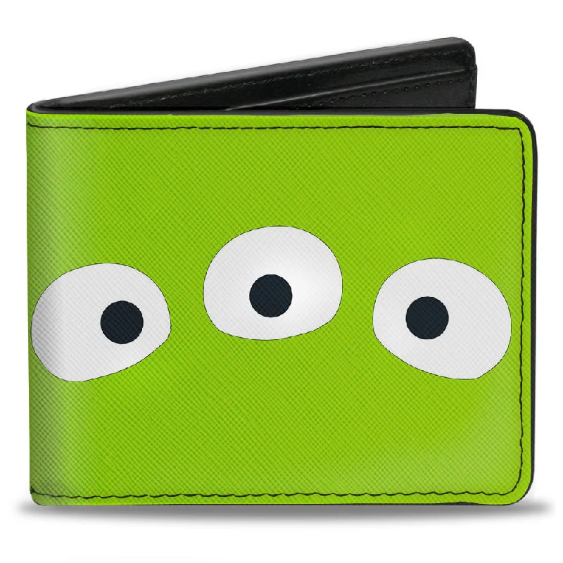 Top-rated money clips for everyday use Magnetic-Closure Passport Covers & Wallets for Quick AccessBi-Fold Wallet - Toy Story Alien Eyes + SPACE ALIENS! Green White Blue