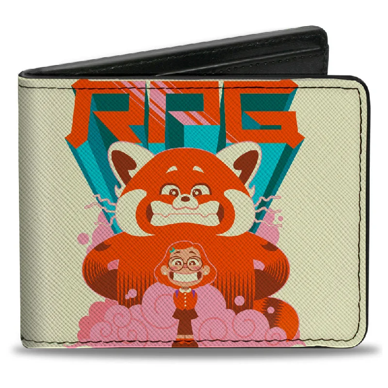 Money clips with magnetic closure Camouflage-Patterned Passport Covers & Wallets for Hunters and MilitariesBi-Fold Wallet - Turning Red Mei Lee and Red Panda Mei RPG Pose Cream Blues Orange Pink