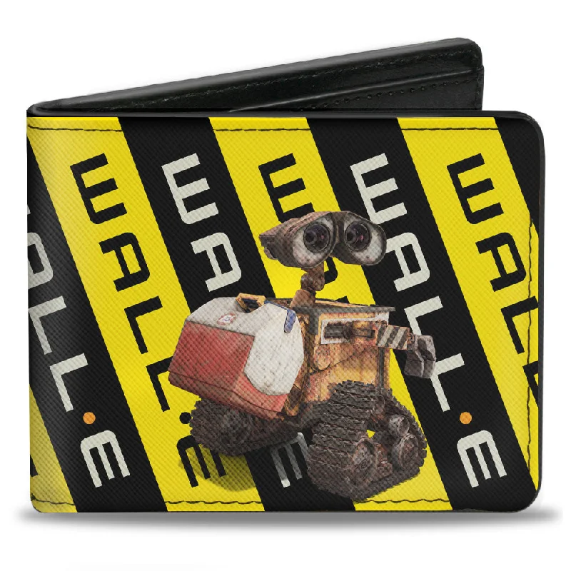 Money clips with magnetic closure Vintage-Style Passport Covers & Wallets with Brass Hardware for Retro EnthusiastsBi-Fold Wallet - WALL-E 2-Poses Warning Stripe Yellow Black White