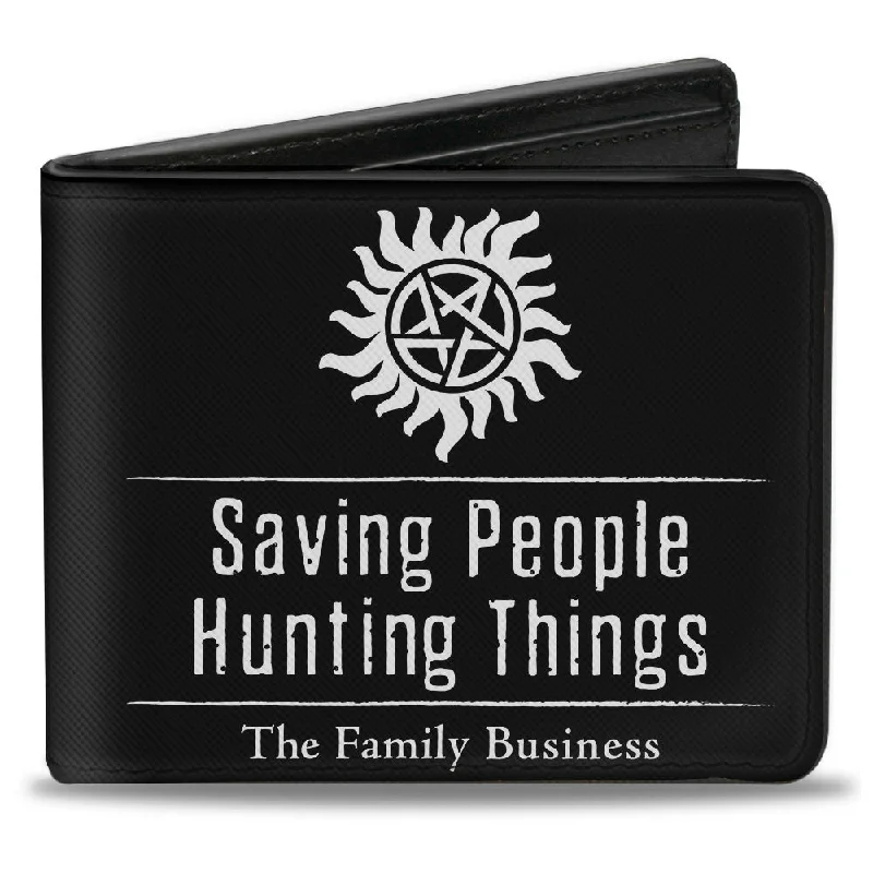 Money clips vs traditional wallets Glittery Sequined Passport Covers & Wallets for Party LoversBi-Fold Wallet - Winchster Pentagram SAVING PEOPLE HUNTING THINGS-THE FAMILY BUSINESS + Logo Black White