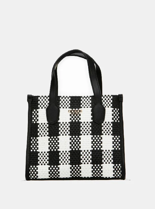 Money clips with magnetic closure Cowhide Leather Passport Covers & Wallets with a Rustic Western LookBlack White Silvana Mini Tote Bag