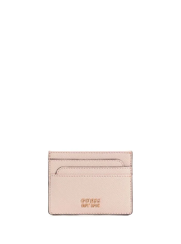 Eco-friendly money clips made from sustainable materials Vintage-Style Passport Covers & Wallets with Brass Hardware for Retro EnthusiastsBlush Pink Laurel Card Holder