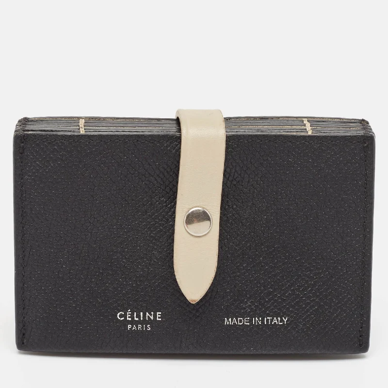 Vintage-style money clips for collectors Leather Passport Covers & Wallets with Handmade Stitching for Luxury TravelersCeline Black/beige Leather Accordion Card Holder