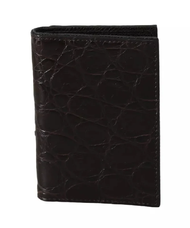 Luxury leather money clips with card slots Vegan Leather Passport Covers & Wallets for Environmentally Conscious PeopleDolce & Gabbana  100% Caiman Mens Cardholder Case Cover Men's Wallet